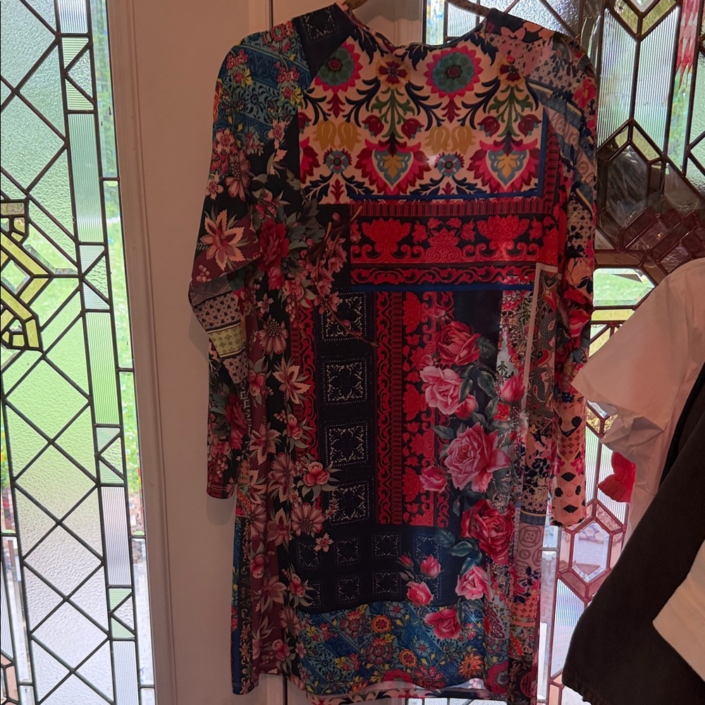Johnny Was Blue Multi Floral Long Sleeve Dress - Picture 7 of 7